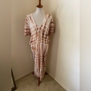 Tiare Hawaii Women’s Tie Dye Maxi Dress Size S V Neck Beach Cover Up Vacation